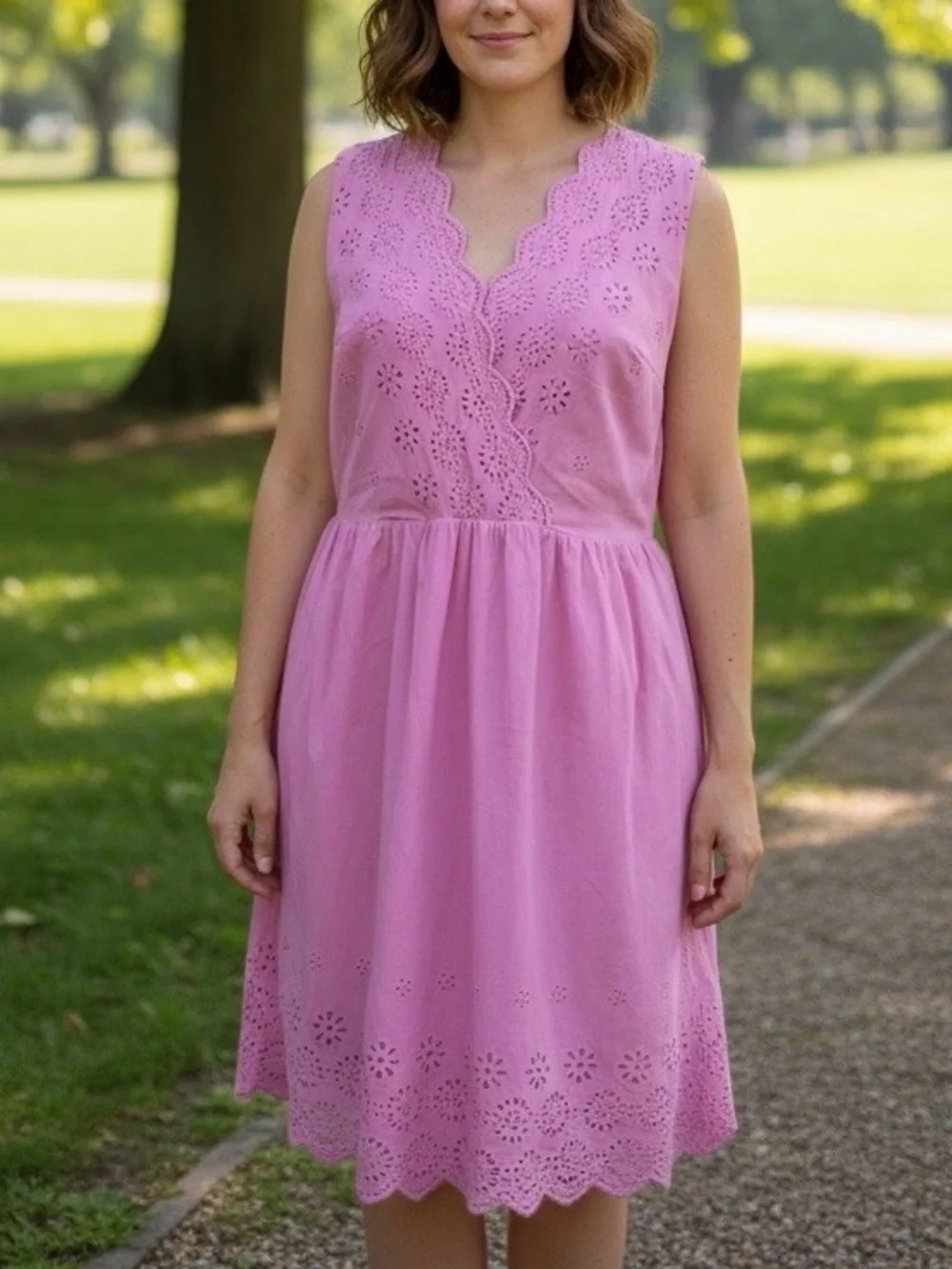J.Crew Pink Eyelet Sleeveless Cotton Dress Size 12